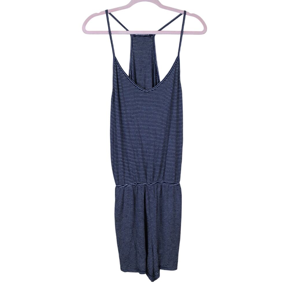 Brandy Melville Joyce Blue Stripe Lightweight Soft Comfy Lounging Romper O/S